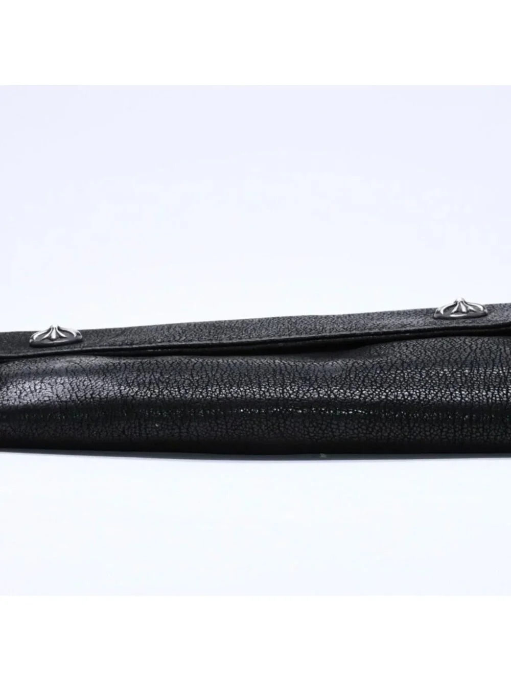 Chrome Hearts Wave Destroy Lthr Wallet Cross Button Leather 925 Sterling Silver